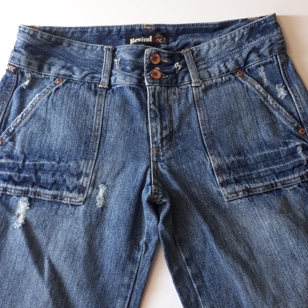 Rewind Jeans Size 11 Flare Leg Washed Distressed